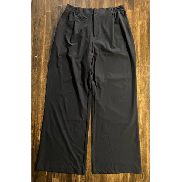 Alo Yoga High Waist Pursuit Trouser Women’s Large Wide Leg Pleated Black Pants - Picture 6 of 16